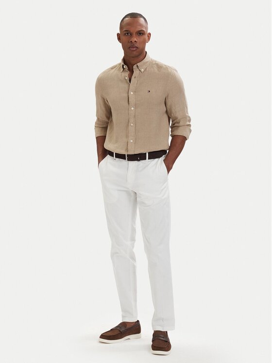 Tommy Hilfiger Tommy Hilfiger Риза MW0MW41530 Тъмнобежов Regular Fit