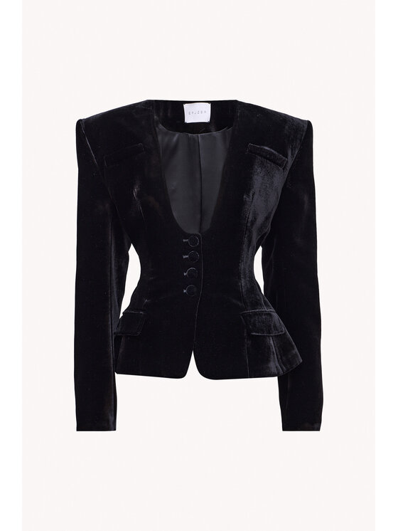 EPUZER EPUZER Marynarka Noir Muse Velvet Czarny Standard Fit