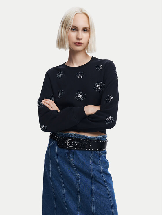 Desigual Mikina Joya 24WWSK32 Čierna Regular Fit