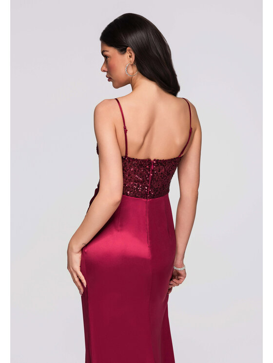 Ombre Ombre Sukienka wieczorowa LA-OM-DLR284 Bordowy Regular Fit