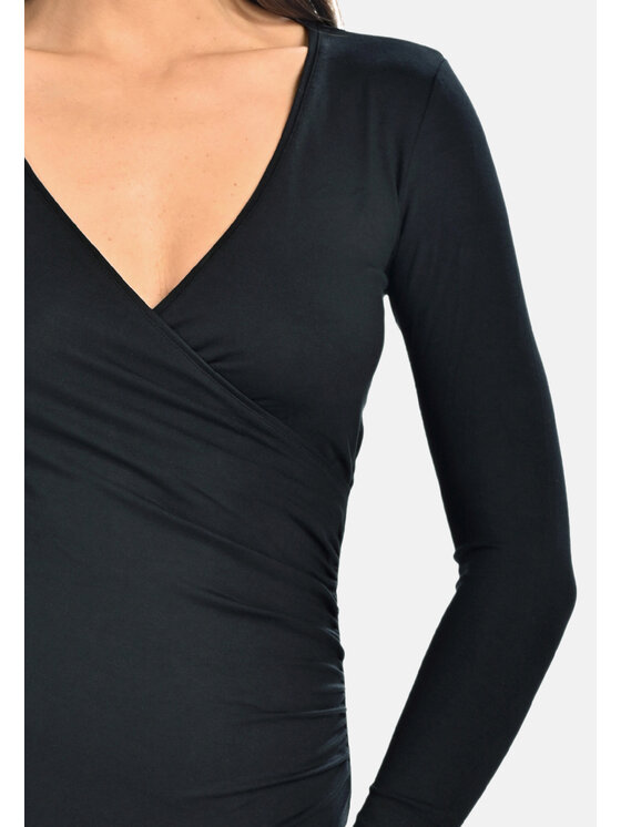 Teyli Teyli Body damskie eleganckie Avianna Czarny Regular Fit