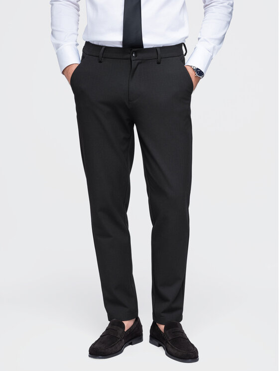 Ombre Ombre Chinosy OM-PACP-0307 Czarny Regular Fit