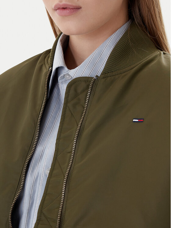 Tommy Jeans Tommy Jeans Bomber stila jaka Essential DW0DW22046 Zaļš Regular Fit