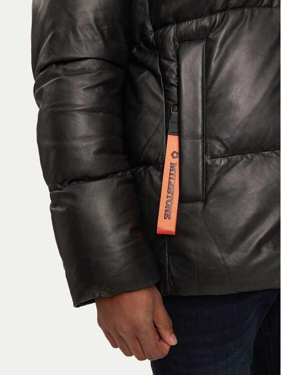Milestone Milestone Кожено яке Patrick 43104021080 Черен Regular Fit