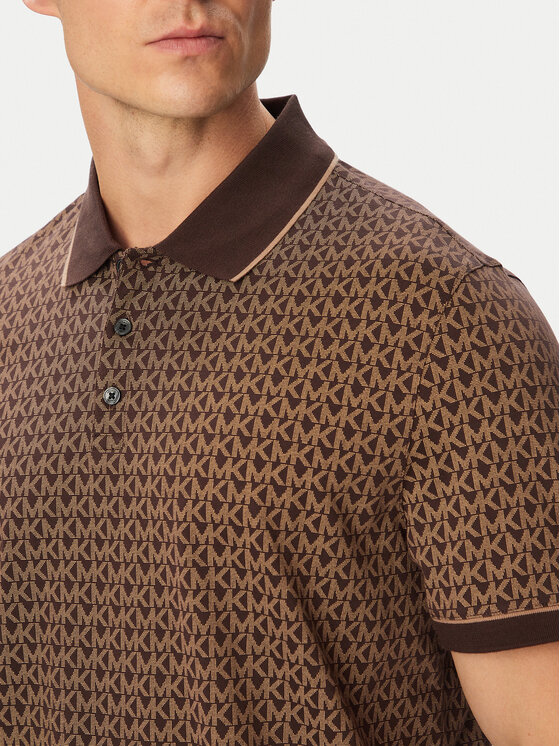 MICHAEL Michael Kors MICHAEL Michael Kors Тениска с яка и копчета CS650V848T Тъмнокафяв Regular Fit