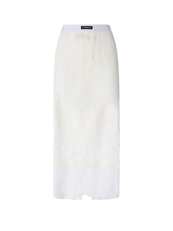 PINKO PINKO Spódnica midi HARMONIE GONNA PIZZO REBRODE Biały Slim Fit