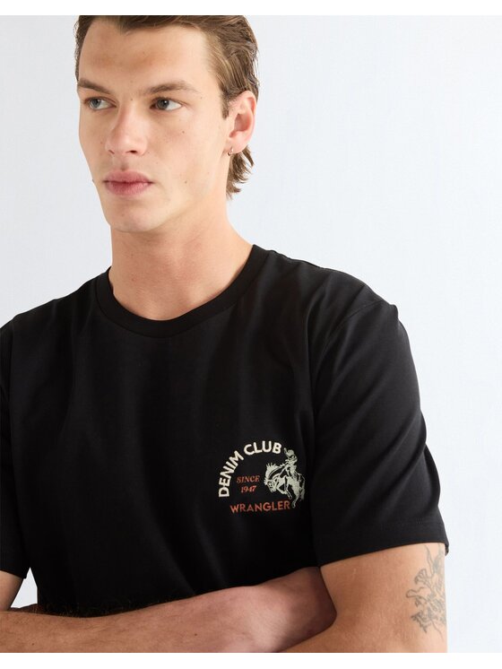 Wrangler Wrangler T-Shirt SMALL GRAPHIC TEE Czarny Regular Fit