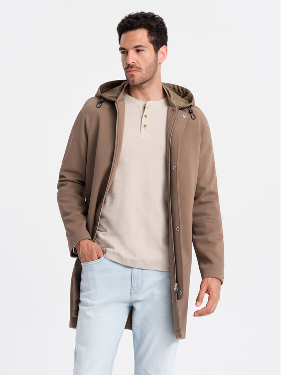 Ombre Ombre Płaszcz przejściowy OM-COSC-0112 Brązowy Regular Fit