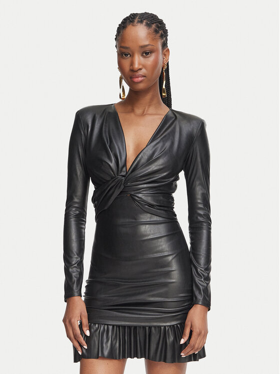 Elisabetta Franchi Elisabetta Franchi Tehisnahast kleit AB-989-66E2-V400 Must Slim Fit