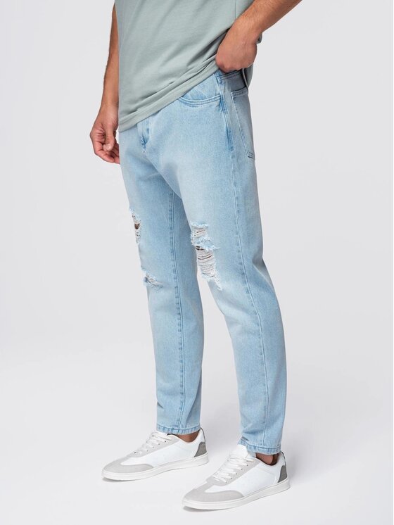Ombre Ombre Jeansy OM-PADP-0250 Niebieski Carrot Fit