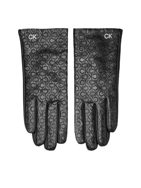 Mănuși de Damă Calvin Klein Re-Lock Emb/Deb Leather Gloves K60K611165 Negru