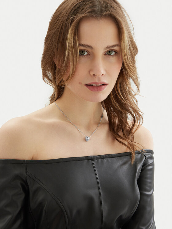 Guess Guess Naszyjnik JUBN05 018JW Srebrny