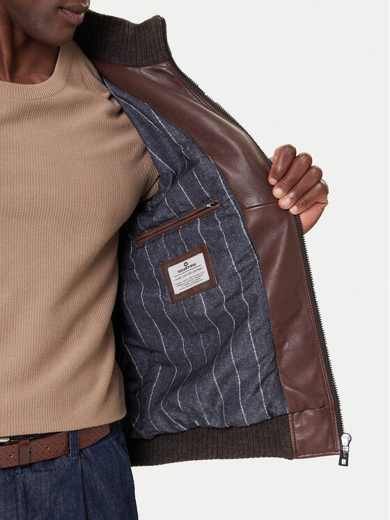 Milestone Milestone Кожено яке MSNaldo 53101821280 Кафяв Regular Fit