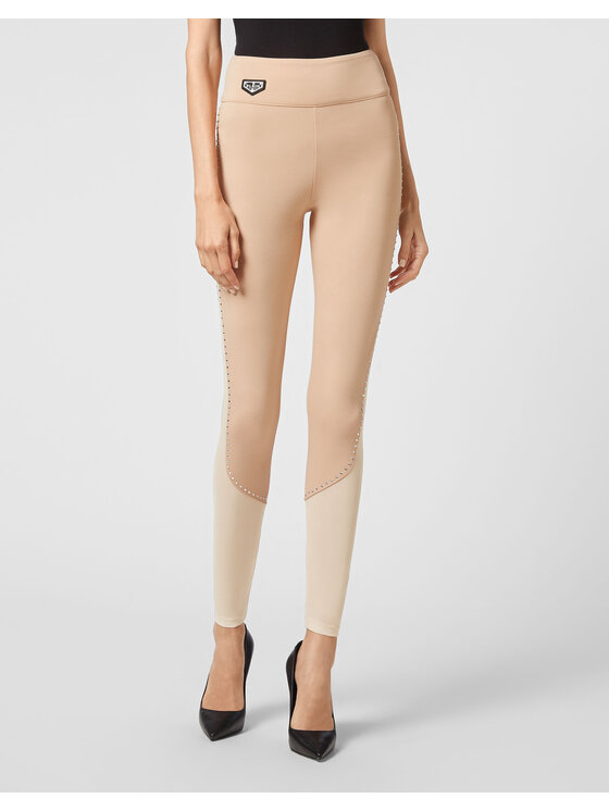 PHILIPP PLEIN PHILIPP PLEIN Legginsy 7255 Beżowy Skin Tight Fit