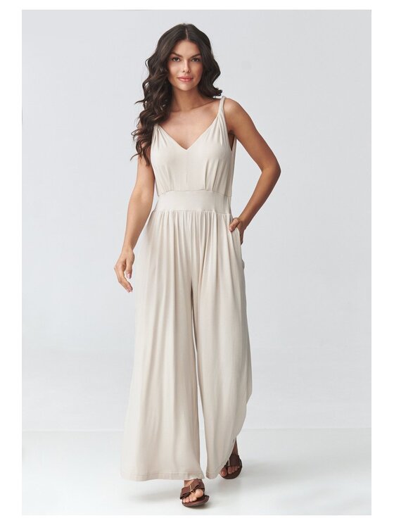 Makadamia Makadamia Kombinezon M925 Beżowy Loose Fit