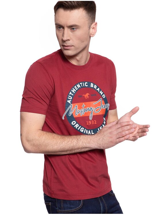 Mustang Mustang T-Shirt ALEX C PRINT Czerwony Regular Fit
