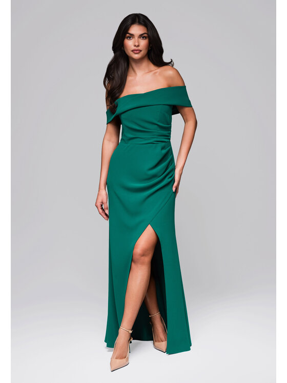 Ombre Ombre Sukienka wieczorowa LA-OM-DLR232 Zielony Regular Fit