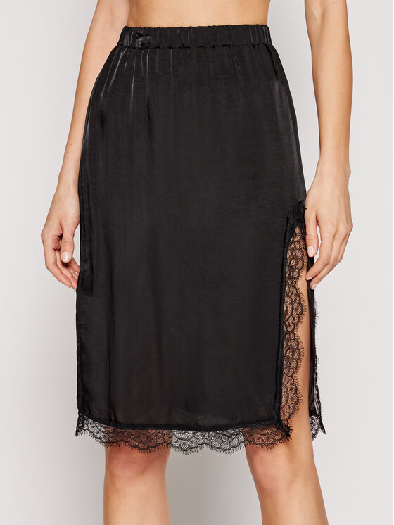 Ermanno Firenze Ermanno Firenze Midi szoknya GN14RAS Fekete Regular Fit