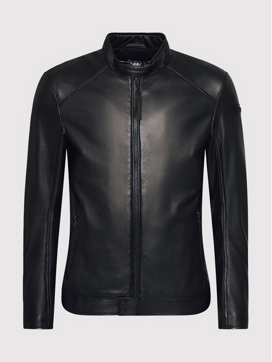 Tigha Tigha Bőrkabát Dominik 106241 Fekete Regular Fit