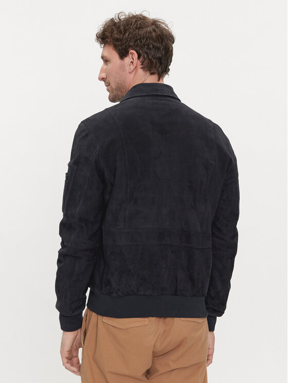 Aeronautica Militare Aeronautica Militare Usnjena jakna 241PN5033PL216 Modra Regular Fit