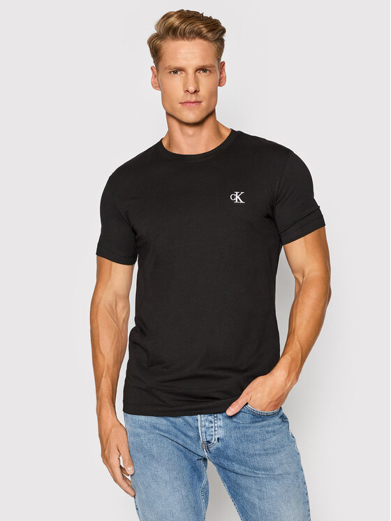 Tee Essential Schwarz Fit Slim Klein T-Shirt Shirt Jeans Calvin J30J314544