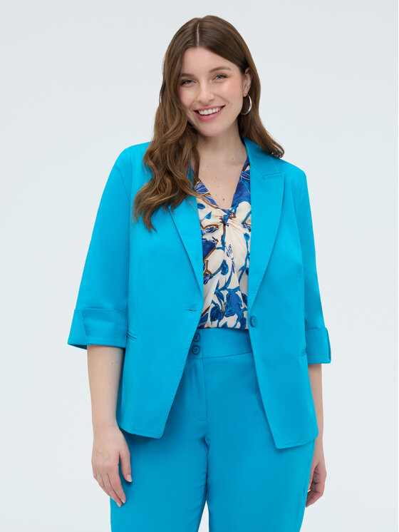 Fiorella Rubino Fiorella Rubino Giacca di transizione Q035T000284N014 Turchese Slim Fit