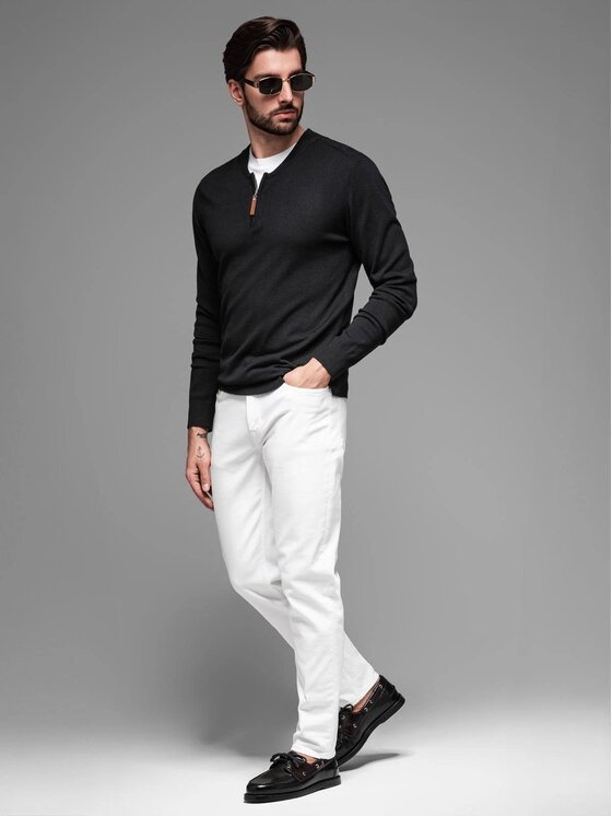 Ombre Ombre Sweter OM-SWZS-0124 Czarny Regular Fit