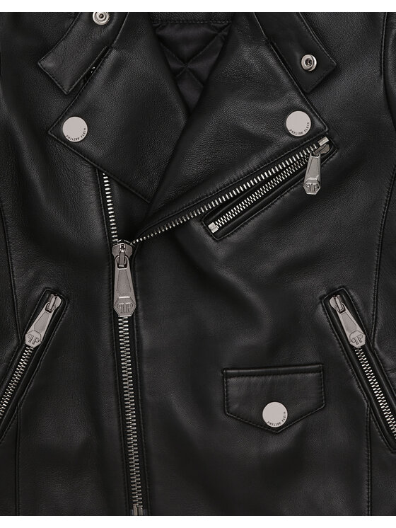 PHILIPP PLEIN PHILIPP PLEIN Giacca di pelle 28549 Nero Basic Fit