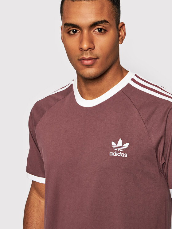 Adidas burgundy 3 stripe t shirt 2025