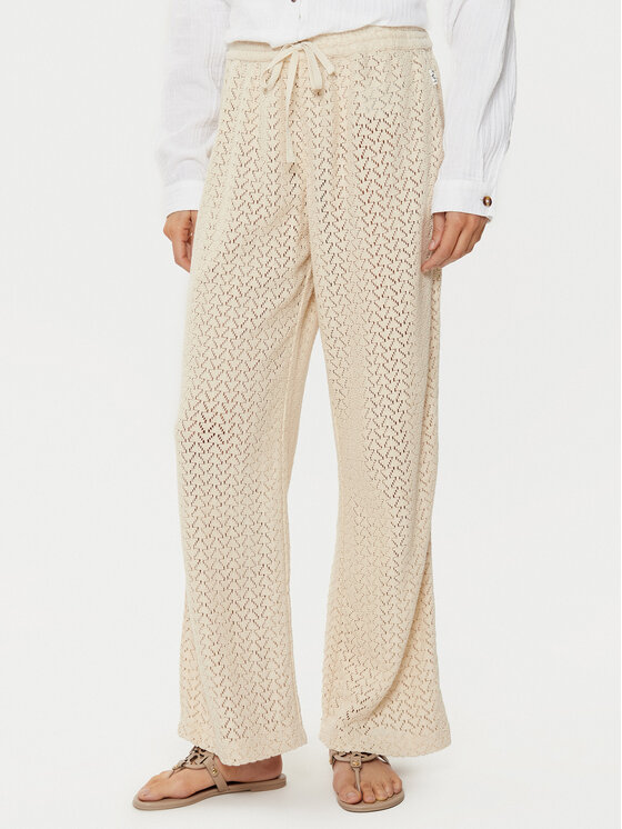 Roxy Pantaloni tricotați Mood Moving ERJX603395 Écru Regular Fit