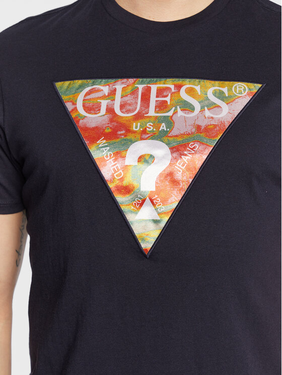 Guess Guess Tričko Abstract Logo M3GI57 K9RM1 Tmavomodrá Slim Fit
