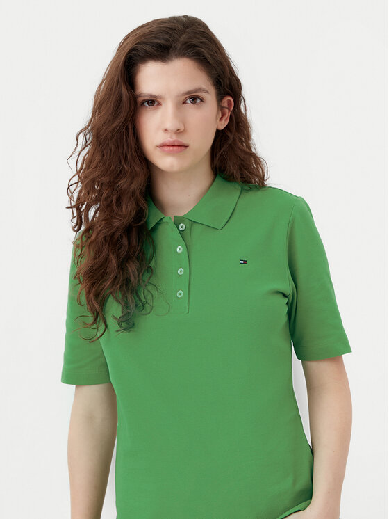 Tommy Hilfiger Tommy Hilfiger Тениска с яка и копчета 1985 WW0WW43224 Зелен Regular Fit