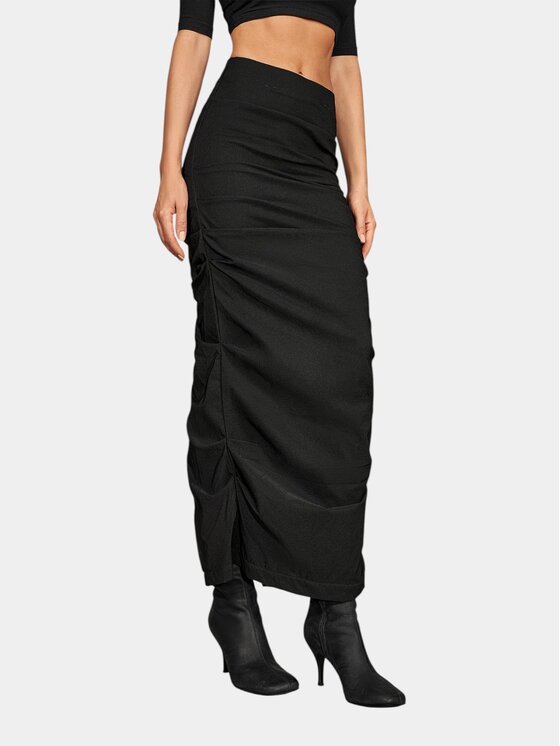 MADE BY SOCIETY MADE BY SOCIETY Spódnica maxi Block Skirt 01 - F27603 Czarny Basic Fit