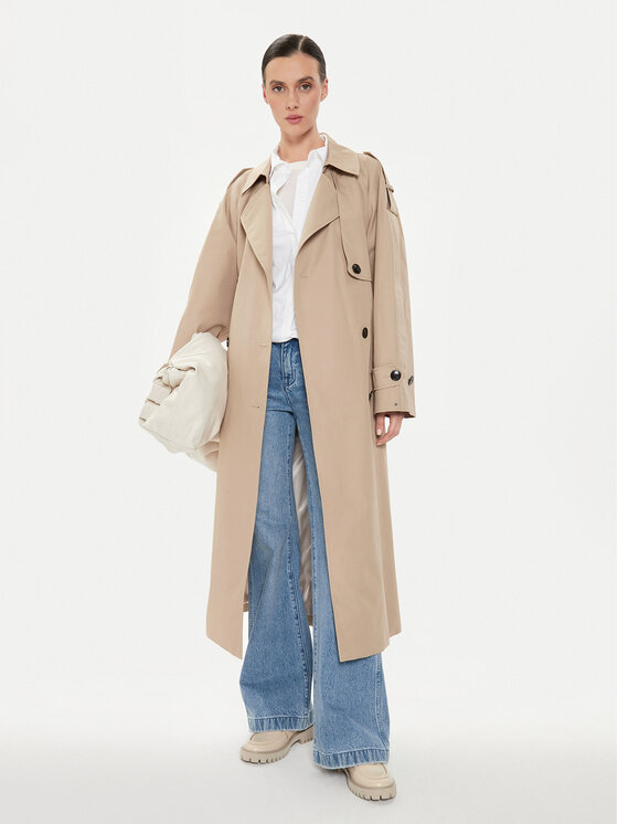 Tommy Hilfiger Tommy Hilfiger Trencz WW0WW43336 Beżowy Oversize