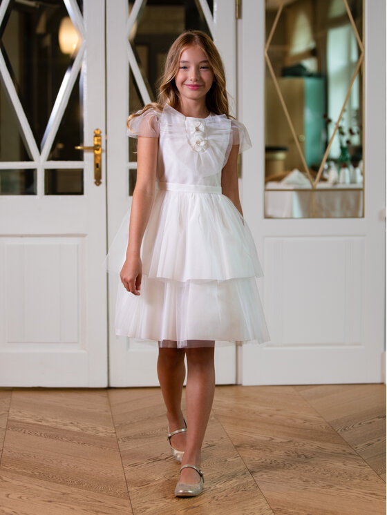SLY SLY Sukienka elegancka 4SM-17 Écru Comfortable Fit