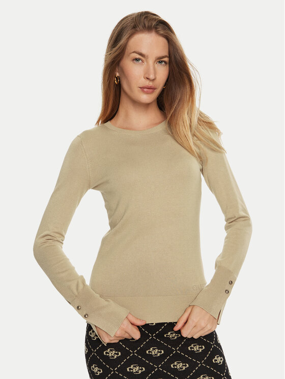 Guess Guess Sweter W2YR30 Z2V62 Beżowy Regular Fit