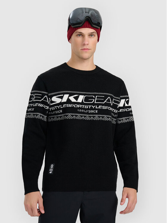 4F 4F Sweter casual Czarny Regular Fit