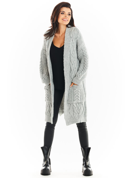 Awama Awama Sweter A393 Szary Basic Fit