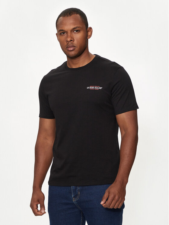 Guess Jeans Guess Jeans Marškinėliai M4YI55 K8HM0 Juoda Slim Fit