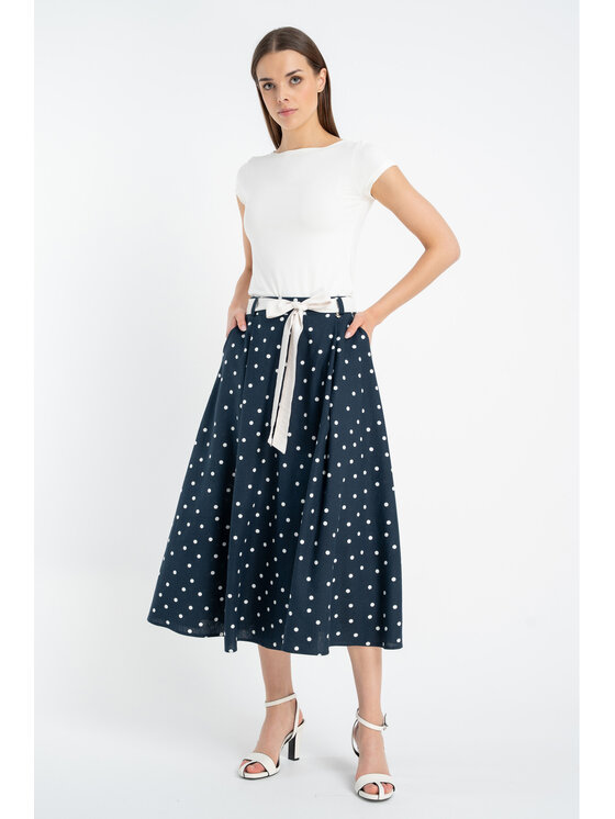CLICK CLICK Midi sukně 50-726 Tmavomodrá Comfortable Fit