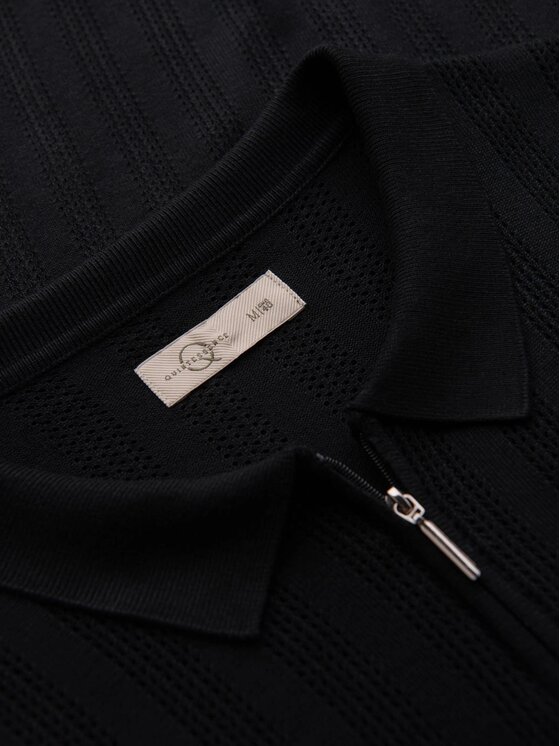 Ombre Ombre Polo OM-POSS-0158 Czarny Slim Fit