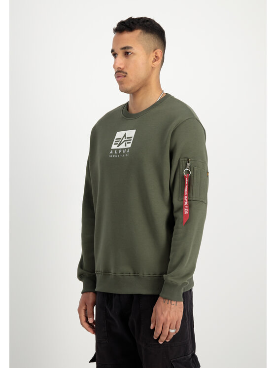 Alpha Industries Alpha Industries Bluza Satin Logo Sweatshirt Zielony Regular Fit