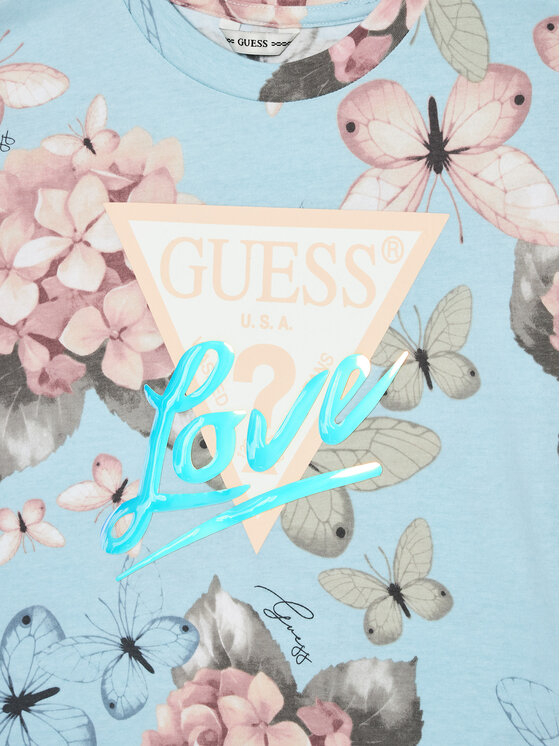Guess Guess T-Shirt J5RI05 K6YW4 Błękitny Boxy Fit