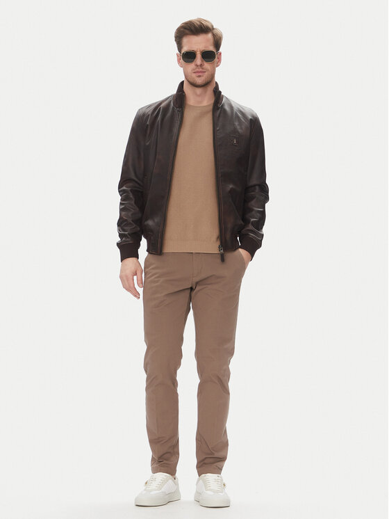 Aeronautica Militare Aeronautica Militare Geacă de piele 251PN5043PL199 Maro Regular Fit