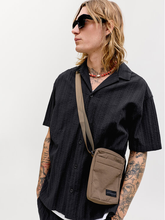 Jack & Jones Jack & Jones Komplet koszula i szorty materiałowe Tyson 12297649 Czarny Relaxed Fit