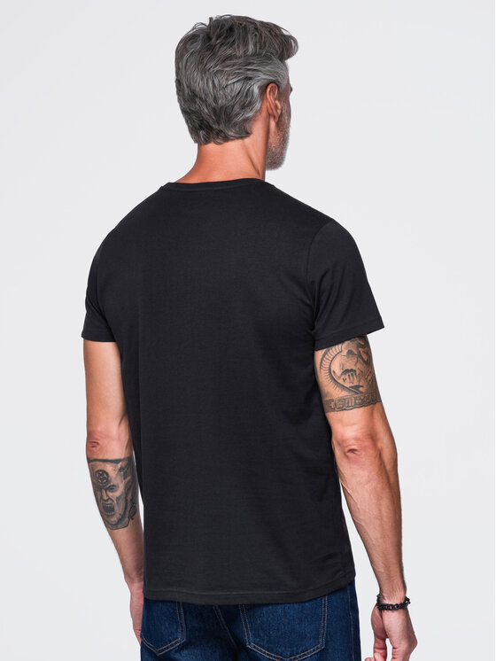 Ombre Ombre T-Shirt OM-TSPT-0300 Czarny Regular Fit