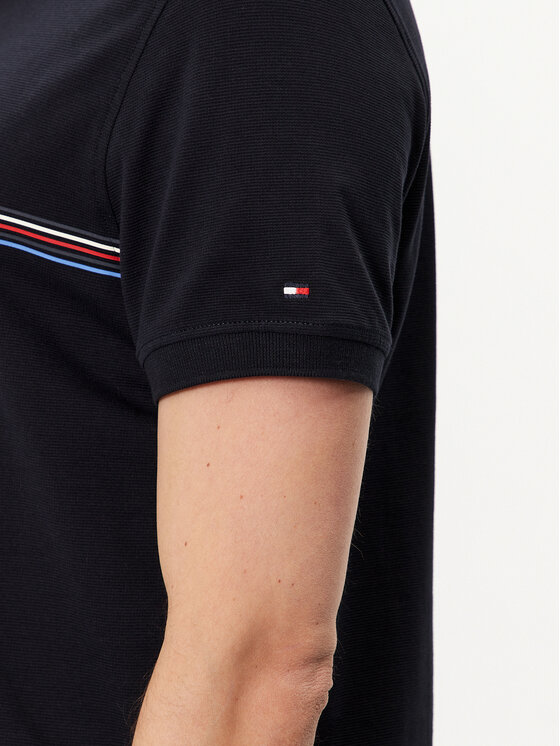 Tommy Hilfiger Tommy Hilfiger Pólóing Stripe Chest MW0MW34769 Sötétkék Regular Fit