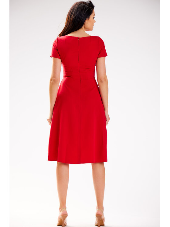 Awama Awama Sukienka letnia A592 Czerwony Basic Fit