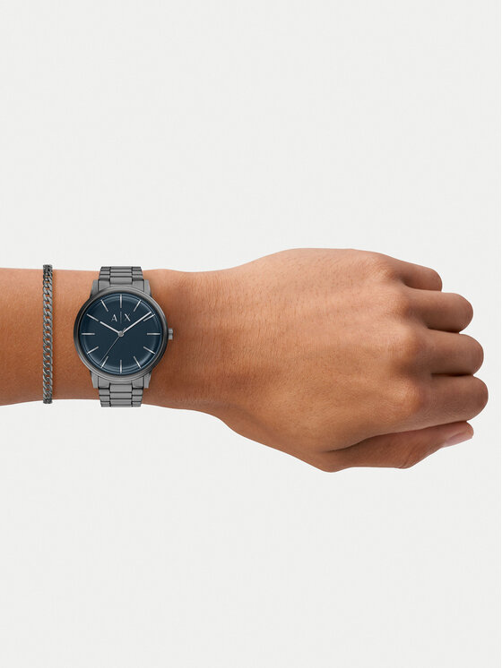 Armani Exchange Armani Exchange Zestaw zegarek i bransoletka Cayde Gift Set AX7183SET Szary