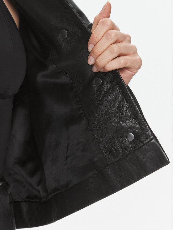 Calvin Klein Calvin Klein Ādas jaka K20K206312 Melns Relaxed Fit